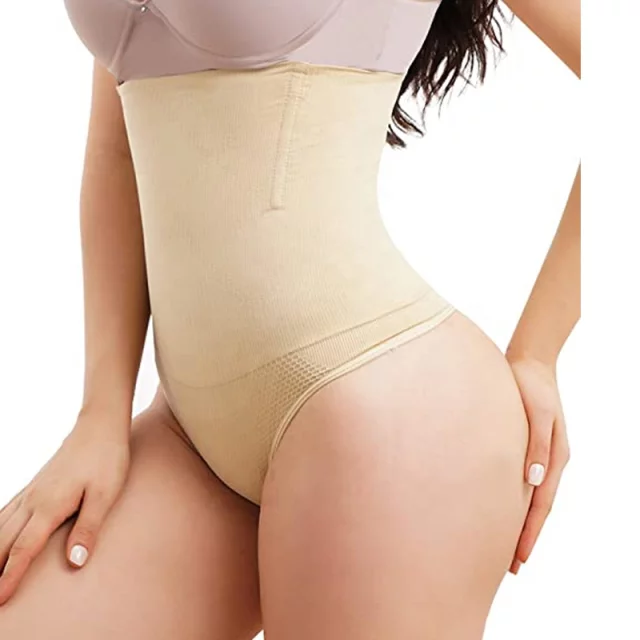 High-waisted tummy-tucker thong pantie