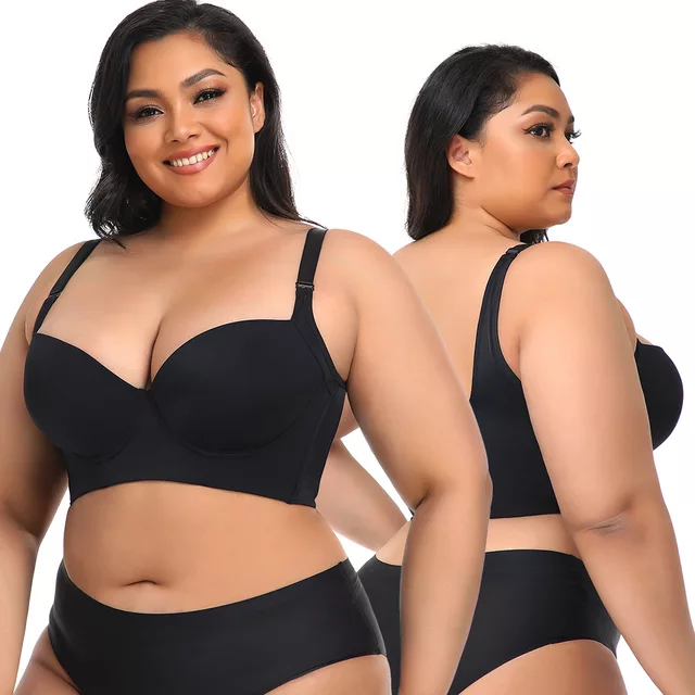 Deep-cup push-up shaper bra