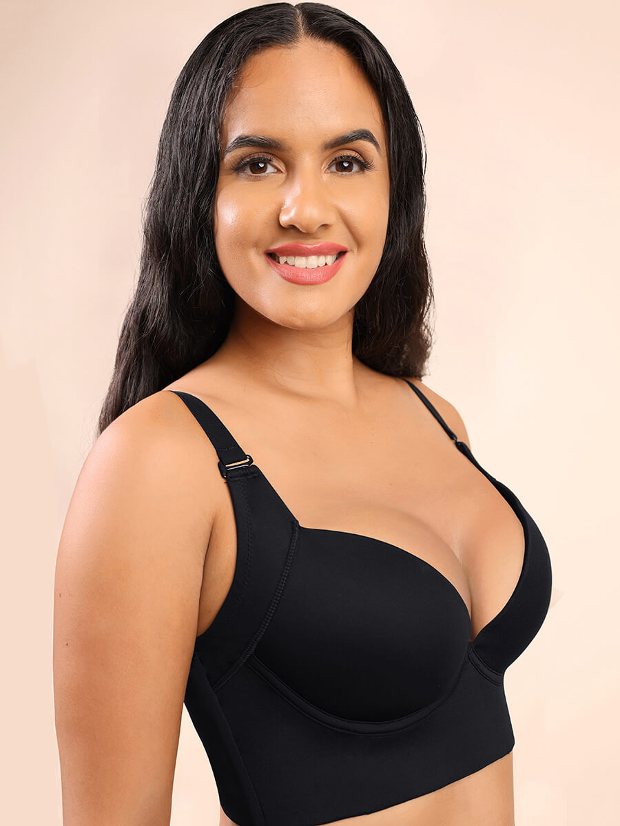 Deep-cup push-up shaper bra