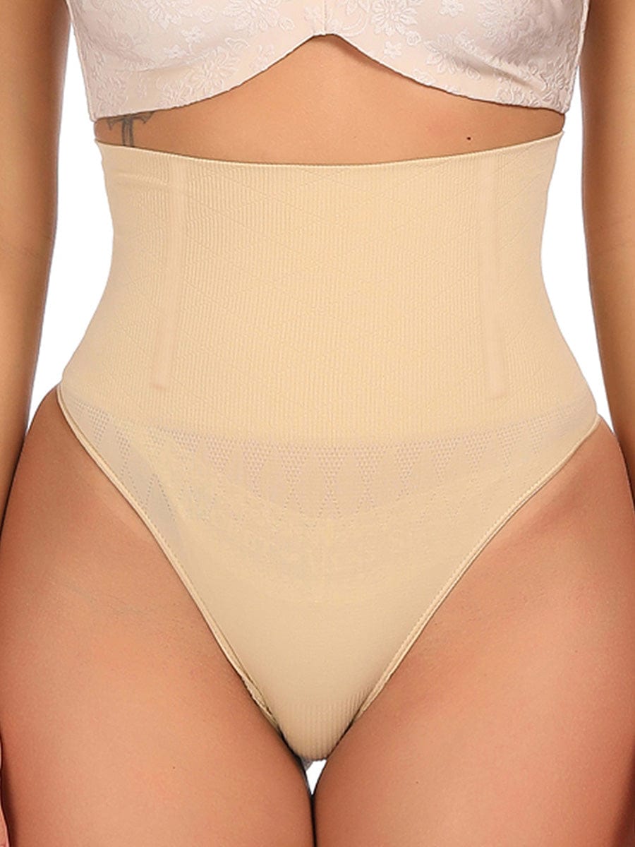 Mid-waist tummy-tucker thong pantie