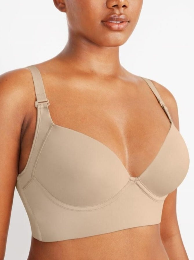 Deep-cup push-up shaper bra