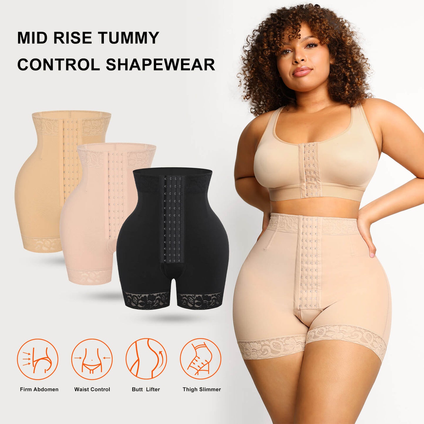 Mid-rise tummy control shaper